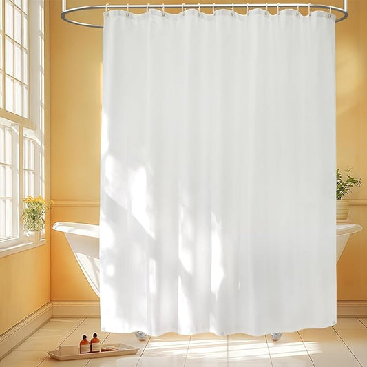 Waterproof Fabric Shower Curtain Liner 78'' Wide with 3 Large Magnets, 78 x 78 inch Extra Long and Large Shower Liner Washable, White Cloth Bathroom Shower Curtain Lightweight