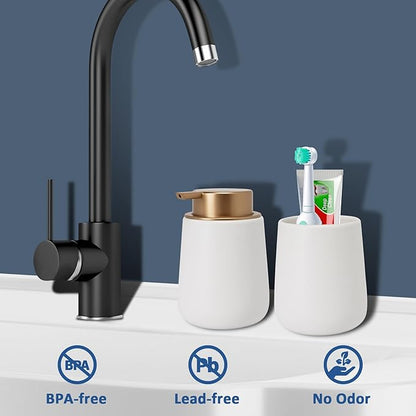 Soap Liquid Dispenser Ceramic with Easy-to-Press Pump Hand Liquid Dispenser for Shampoo Bathroom Kitchen 12 oz 2pcs