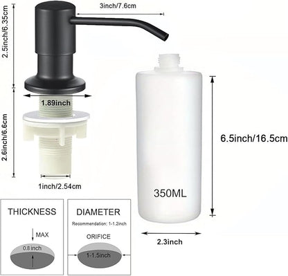 Soap Dispenser for Kitchen Sink,Stainless Steel Built in Soap Dispenser Countertop Pump Head,Dish Soap Hand Lotion Dispenser with Refillable 13.5OZ Bottle