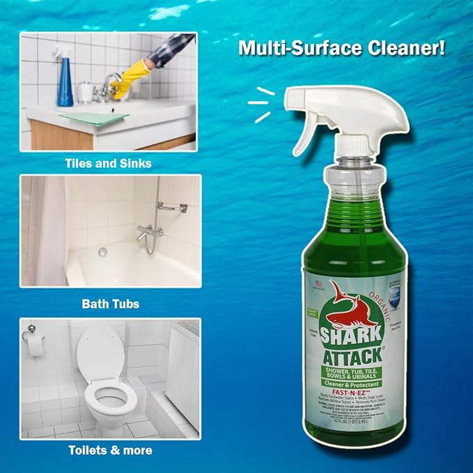 Shark Attack Organic - Bathroom Cleaner & Protectant - 32 oz (2), Green