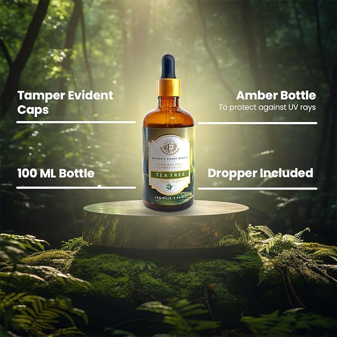 Enhanced Essentials-Luxurious Tea Tree Essential Oil|with Dropper|Concentrated Essential Oil for Diffusers,Skin Care,Fragrance,Aromatherapy,Bath,Massage,Perfume,Gifting,Soap and Candle Making| 100 ml