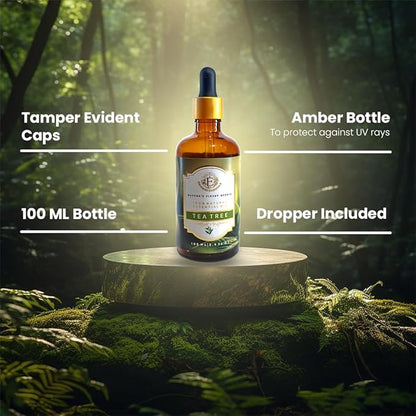 Enhanced Essentials-Luxurious Tea Tree Essential Oil|with Dropper|Concentrated Essential Oil for Diffusers,Skin Care,Fragrance,Aromatherapy,Bath,Massage,Perfume,Gifting,Soap and Candle Making| 100 ml