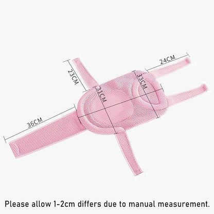 Baby Bath Seat Support Net Soft Headrest Baby Bath Cushion Pad, Breathable Newborn Infant Bathtub Shower Mesh Mat, Adjustable Shower Pad Portable Anti-Slip Bath Sling 0-18 Months, Pink (No Bathtub)