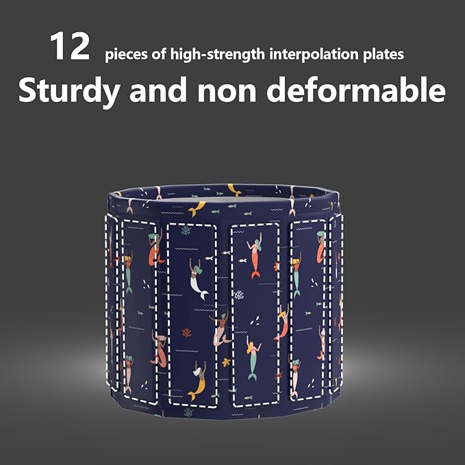 Portable Bath Tub for Adult, Foldable Soaking Bathtub for Hot SPA&Ice Bath, Foldable Small Bathtub Collapsible Tub for Bathing, Quick Setup No Installation, Space-Saving Storage (25.9X27.5IN,BlueFish)