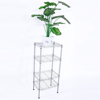 4 Tier Storage Racks Shelving, Heavy Steel Pantry Shelves, Adjustable Wire Shelving Rack, Suitable for Garage, Kitchens, Offices, 14" W x 10" D x 31" H, Silver