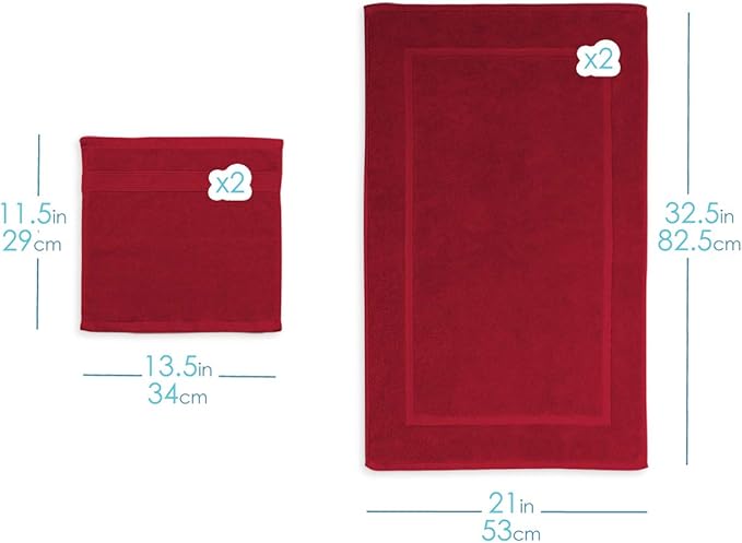 Hearth & Harbor Bath Mat Towels - 100% Ring Spun Cotton Luxury Towels - Ultra Soft & Highly Absorbent, Bathroom Towels, Floor Mat - Ice Blue