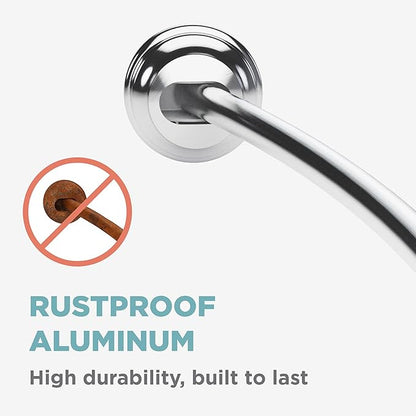 Zenna Home Curved Shower Curtain Rod, No Drill, 50-72 Inch Adjustable Tension Shower Rod for Bathroom, Rustproof, 1-Inch Diameter, Non Slip, Easy Install, Adds Space in Shower, Chrome