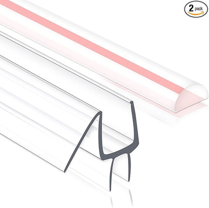 Frameless Shower Door Seal Strip 2 Pack x 39 Inch MD Glass Shower Door Bottom Seal Strip for 3/8" Glass Shower Door Sweep Ultra-Clear Polycarbonate, Stop Showers Leaks Create A Water Barrier