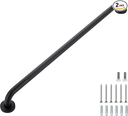 Grab Bars for Shower, 2 Pack 32-Inch Anti Slip Shower Handles for Elderly, Safety Shower Grab Bar, Stainless Steel Handicap Grab Bars for Bathroom (Black 1" Diameter)