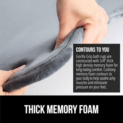 GORILLA GRIP Memory Foam Bath Rugs, Soft Absorbent Velvet Bathroom Mats, Durable Dots on Underside, Machine Washable Bathmat, Carpet Rug Room Decor for Shower Floor, 30x20 Mat, Graphite Gray
