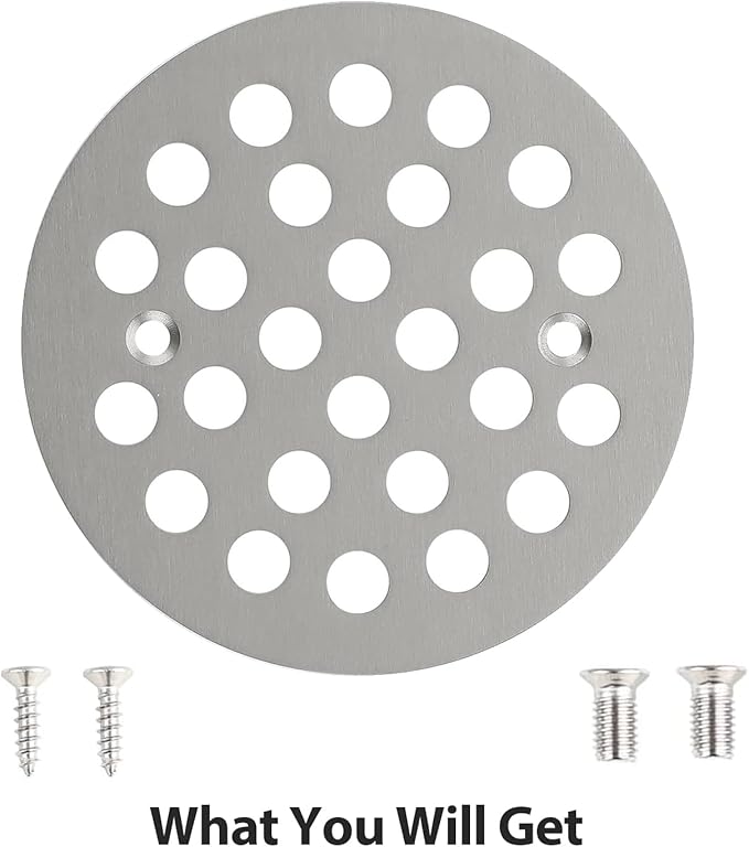 4-1/4” Round Shower Drain Cover,Screw-in Shower Drain Strainer,Easy-to-Install Replacement Cover