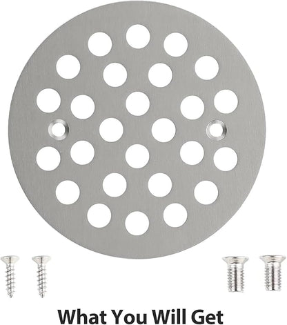4-1/4” Round Shower Drain Cover,Screw-in Shower Drain Strainer,Easy-to-Install Replacement Cover