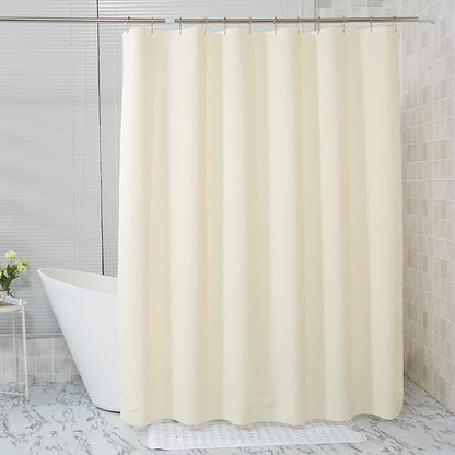 AmazerBath Plastic Shower Curtain Liner, 72 x 72 Inches EVA 8G Heavy Duty Beige Waterproof Weighted Thick Bathroom Curtain with 3 Clear Weights and 12 Rustproof Grommet Holes