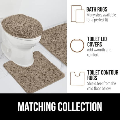 GORILLA GRIP Bathroom Rug Sets, Soft Chenille 2 Piece Area Rugs Set, Toilet Base Mat and 30x20 Carpet, Absorbent Microfiber Washable Mats Dry Quickly, Home Décor and Bath Room Accessories, Gray Beige