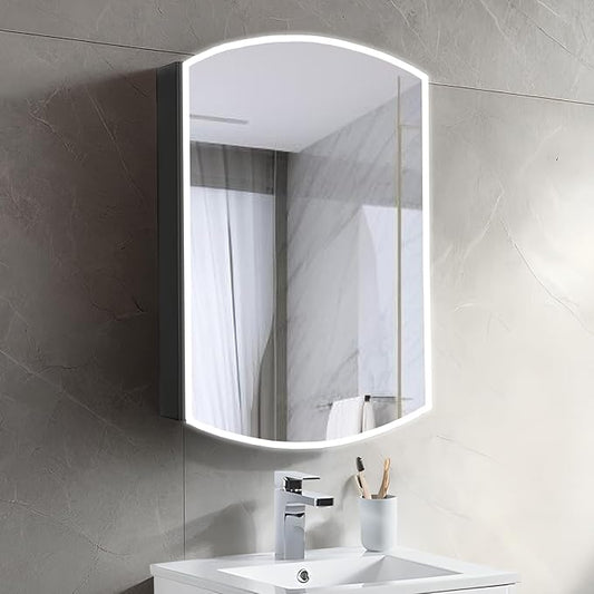 Blossom 20x31 Inch Aluminum Medicine Cabinet with Mirror – Recessed or Surface Wall Mounted Bathroom Storage with Adjustable Glass Shelves, Soft Close Hinges, Rust-Resistant and Modern Mirrored Design