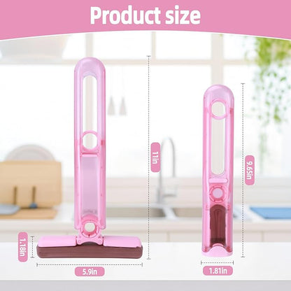 mini Foldable Desktop mop,mini mop for Kitchen Counter,Wet and Dry Use Cleaning System, Also Suitable for bathrooms, Living Rooms, etc.(6 Soft Mop Head + 2 Squeeze Handle+ 4 Hooks)