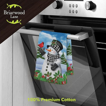 Briarwood Lane Checkered Snowman Cotton Hand Towel