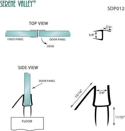 Serene Valley Frameless Shower Door Seal Strip for 3/8" Glass, Super Clear and Strong Material for Water Blocking - 78" Doorside Strip Plus 78" Bottom Strip, 2pcs