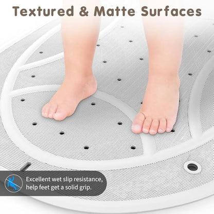 Bathtub Mat Non Slip Kids, Toddler Bath Mat, 30 * 18 Inch Shower Mats for Inside Shower, Rubber Tub Mat no Chemical Smell, Suction Cups for Secure Grip, Fun Patterns, Easy to Clean, Beige