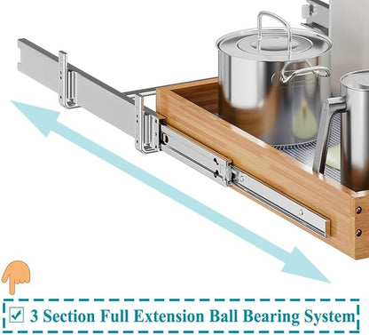 OCG Pull Out Cabinet Organizer 20"W x 21"D, Slide Out Wood Drawer Shelf, Pull Out Shelves for Base Cabinet Organization in Kitchen, Pantry, Bathroom