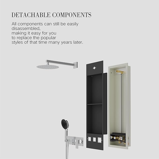 Shower Niche System w/LED Lights, Bathroom Shower System w/ 304 Stainless Steel Wall Niche