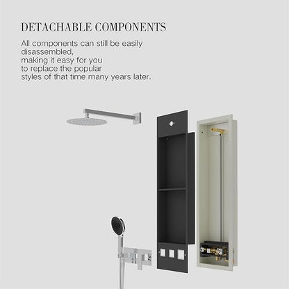 Shower Niche System w/LED Lights, Bathroom Shower System w/ 304 Stainless Steel Wall Niche