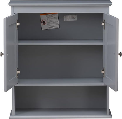 Spirich Bathroom Wall Cabinet, Wall Mounted Medicine Cabinet Organizer, Over The Toilet Storage Cabinet with Doors and Shelves, Gray