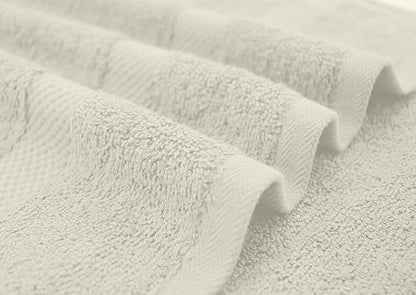 DAN RIVER Bath Towels Set of 4, 27 x 54 Inches, 100% Cotton, Larger & Lighter Weight, Quicker to Dry, Super Soft and Absorbent, Ideal Quick Dry Bath Towels for Daily Use, Ivory