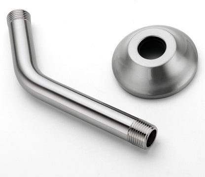 BESTILL Wall Mounted 6 Inch Shower Head Arm, Shower Arm and Flange Included, Brushed Nickel