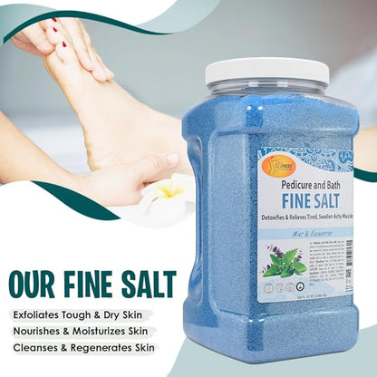 SPA REDI - Detox Foot Soak Pedicure and Bath Fine Salt, Mint and Eucalyptus, 128 Oz - Made with Dead Sea Salts, Argan Oil, Coconut Oil, and Essential Oil - Hydrates, Softens and Moisturizes