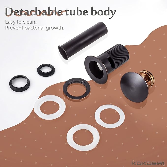 KOKOSIRI Bathroom Sink Drain with Detachable Hair Catcher, Oil Rubbed Bronze Pop Up Sink Drain with Strainer Basket Anti Clogging for Vanity Vessel Sink with Overflow, C1001ORB