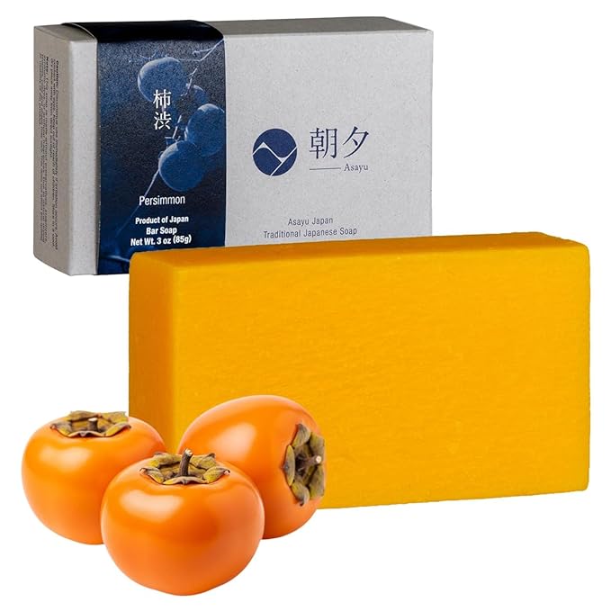 Asayu Japan Persimmon Body Soap - 1 Bar, 85g, For Men and Women, Gentle on All Skin Types, Natural Body Odor Soap