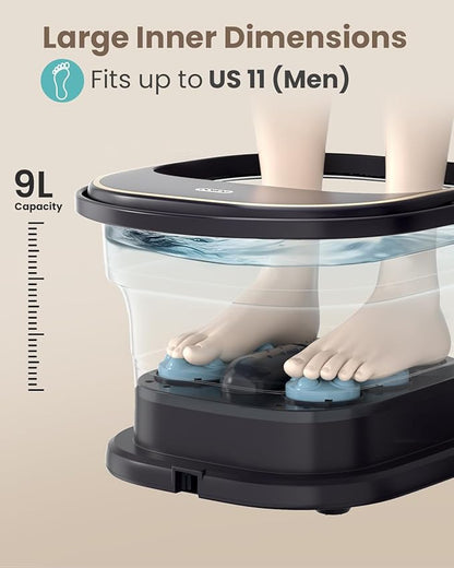 Puboo Collapsible Foot Spa Bath Massager with Heat, 95-115°F Precise Temp Control, Motorized Massage Rollers, Heated Foot Bath Soak Tub, Fits US Men’s Size 11, Gift for Christmas, New Year