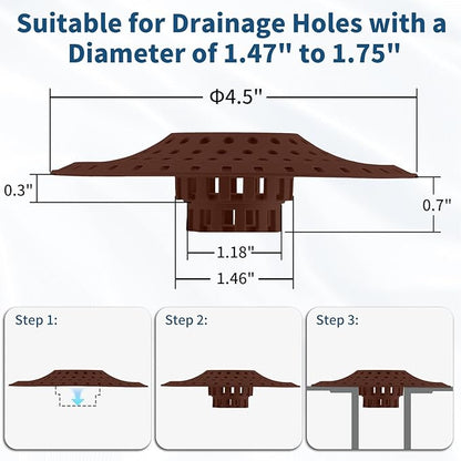 Bathtub Drain Hair Catcher,Tub Shower Drain Hair Trap/Strainer,3PCS Silicone Collapsible Tub Hair Catcher Drain Protector Designed for 1.47" to 1.75'' Regular Drains(Coffee)