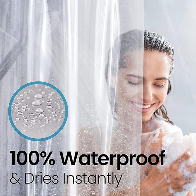LiBa Bathroom Shower Curtain - Waterproof Plastic Shower Curtain Premium PEVA Non-Toxic with Rust Proof Grommets Clear 8G Heavy Duty Bathroom Accessories 72x96