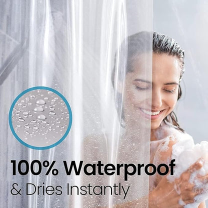 LiBa Bathroom Shower Curtain - Waterproof Plastic Shower Curtain Premium PEVA Non-Toxic Shower with Rust Proof Grommets Clear 8G Heavy Duty Bathroom Accessories 72x78
