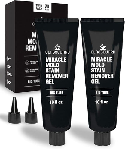 GlassGuard Miracle Stain Removal Gel Pack of 2 — Thick Gel Cleaner for Grout, Bathroom, Kitchen and Floor Tiles, Glass, Silicone, Caulk & More — 300 mL (10 oz) x 2