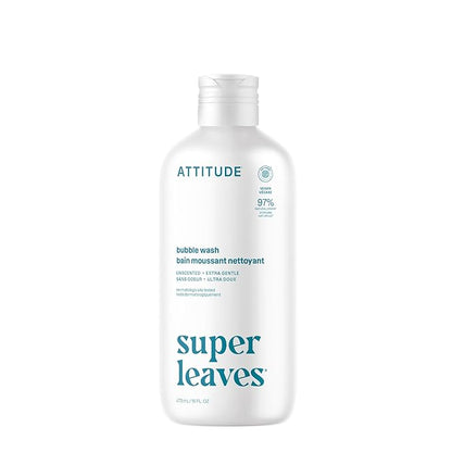 ATTITUDE Bubble Bath, EWG Verified, Plant and Mineral-Based, Dermatologically Tested, Vegan Body Care Products, Extra Gentle, Unscented, 16 Fl Oz