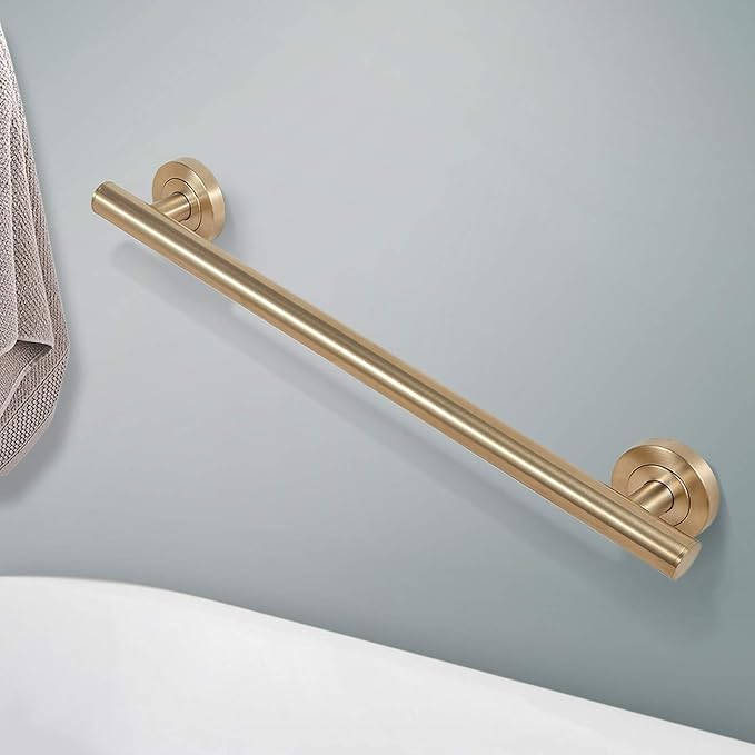 Lava Odoro Shower Grab Bar, Modern Stainless Steel Handicap Grab Bar for Bathtubs and Showers, Shower Safety Bar for Seniors Disabled, ADA-Compliant (Champagne Gold, 18 Inch)