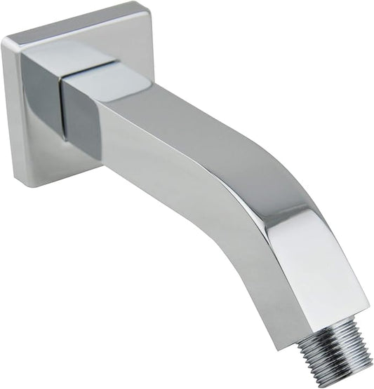 Aquaiaw Square Shower Arm and Anti-Scratch O-Ring Flange, 6 inch, Solid Brass, Both Soldered 1/2 NPT Tapered Threads, Shower Head Arm, Wall Mount Shower Extension Arm (Polished Chrome)