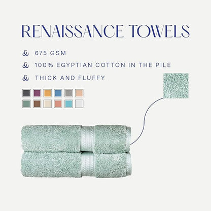 Christy Renaissance 6 Piece Blue Towel Set | 100% Egyptian Cotton | Luxury Bathroom Towels | Soft and Super Absorbent | 675 GSM | 2 Bath 2 Hand 2 Face | Eggshell