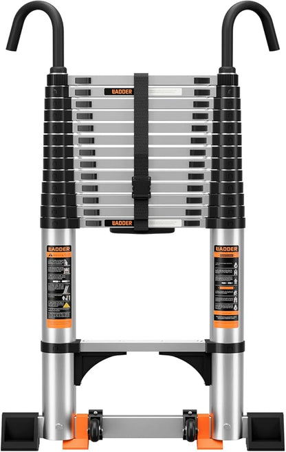 Telescoping Ladder,Aluminum Ladder with stabilizer bar,Lightweight Multi-Purpose Extension Ladder,Heavy Duty 330lbs Max Capacity,Collapsible for RV or Outdoor (16.5FT)