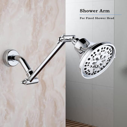 Chrome Shower Head Extension, 10 Inch Solid Brass Shower Extension Arm with Durable Anti-leak Lock Joints, Adjustable Shower Head Extension Arm