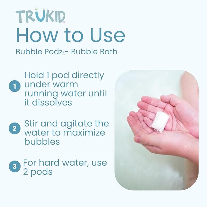TruKid Strawberry Bubble Podz & BubbleGlove Set – Bubble Bath Pods with 2 Wash Gloves for Kids and Toddlers