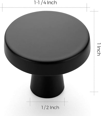 Ravinte 15 Pack Drawer Pulls 1-1/4 Inch Matte Black Kitchen Cabinet Knobs Solid Round Dresser Handles for Simple Cupboard Hardware