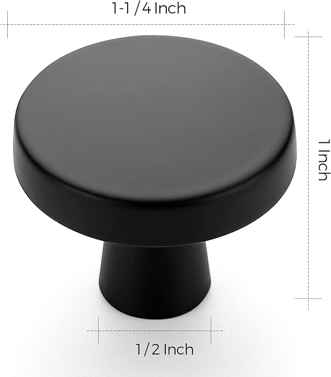 Ravinte 50 Pack 1-1/4 Inch Kitchen Cabinet Knobs Solid Round Dresser Drawer Knobs Matte Black Dresser Knobs Simple Cabinet Hardware for Cupboard Drawer Pulls