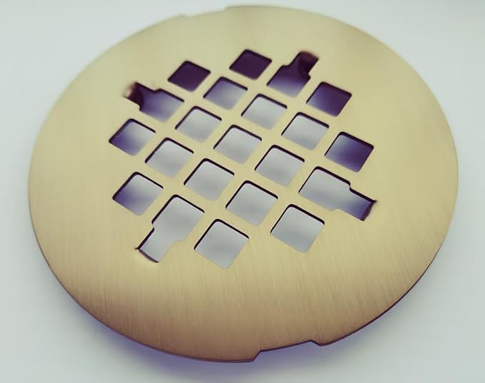 4-1/4 inches Snap-On Round Shower Drain Cover, Stainless Steel (Brushed Gold)