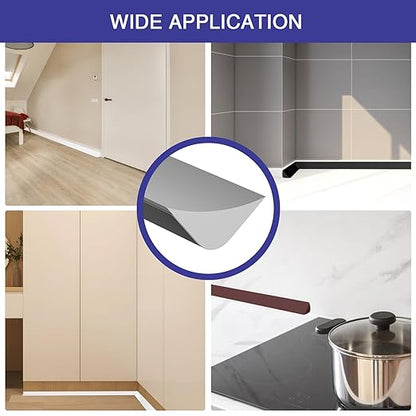 Flexible Molding Trim, Flexible Bendable Adhesive Caulking Strip, Molded Trim, Peel and Stick Home Decorative Edge for Bathroom, Kitchen, Floor, Wall (Grey, 0.83in x 0.24in x 3.3ft)