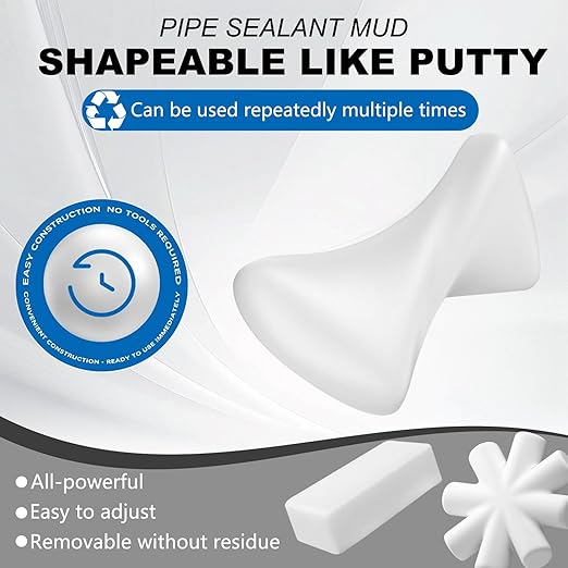 6 Pcs Waterproof Sealant Mastic, 2025 Upgrade White Seal Putty Waterproof Duct Seal Repair Sealing Clay, Quick Mending Mud for Drain Connection, Wall Hole, Air Conditioning Holes