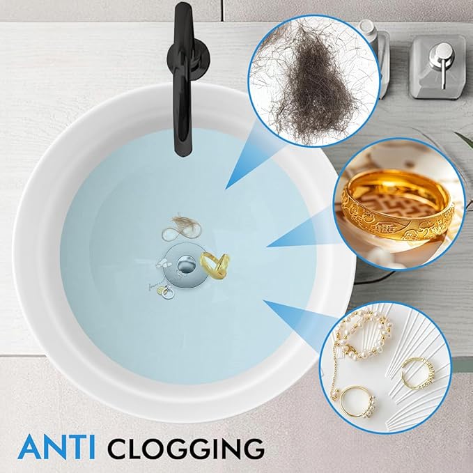 Bathroom Sink Stopper, JOMST Bath Universa Sink Drain Strainer 10,000 Pop-up Test 2 in 1 Fast Drain Anti-Clog Strainer Sink Drain Plug, Brass Bullet Core Sink Plug for 1.1~1.5 in Hair Catcher